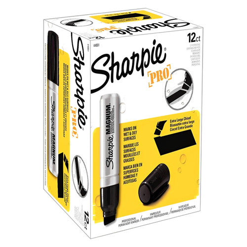 Sharpie Pro Magnum Permanent Marker Chisel Tip Black Box of 12