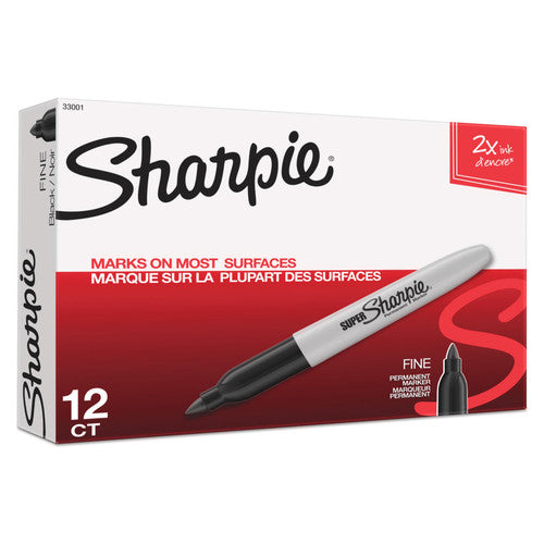 Sharpie Super Permanent Marker Fine Point Black Box of 12
