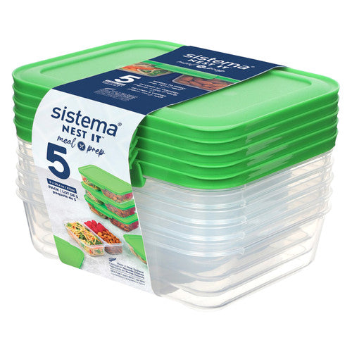 Sistema Nest It Meal Prep Container 870ml Green Pack of 5