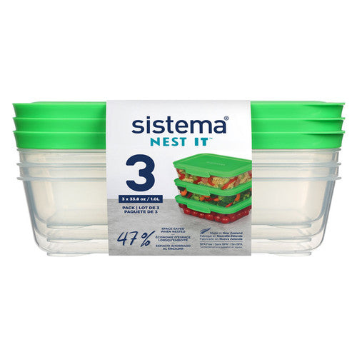 Sistema Nest It Container 1L Green Pack of 3