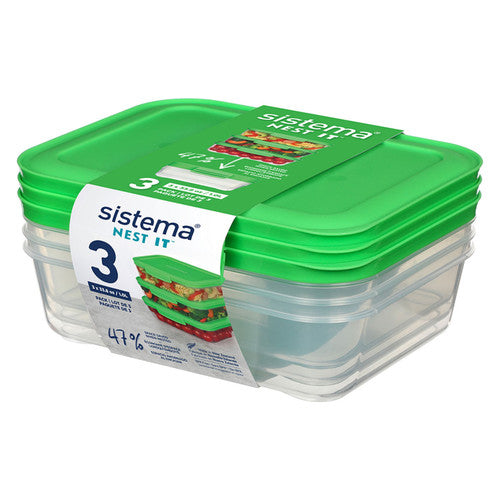 Sistema Nest It Container 1L Green Pack of 3
