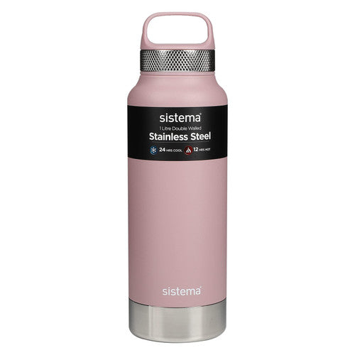 Sistema Stainless Steel Insulated Drink Bottle with Carry Handle 1L Assorted