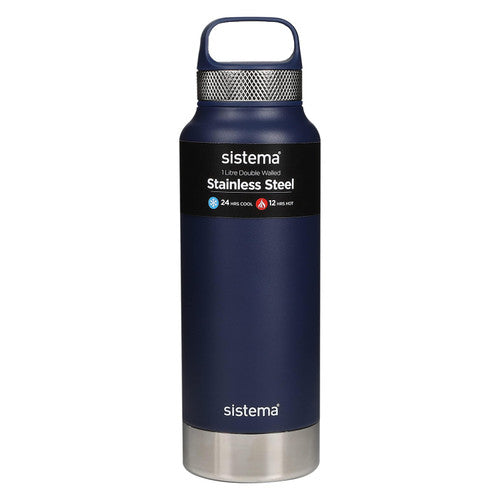 Sistema Stainless Steel Insulated Drink Bottle with Carry Handle 1L Assorted