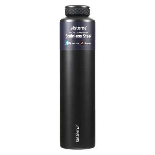 Sistema Stainless Steel Insulated Drink Bottle 600ml Assorted