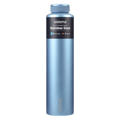 Sistema Stainless Steel Insulated Drink Bottle 600ml Assorted