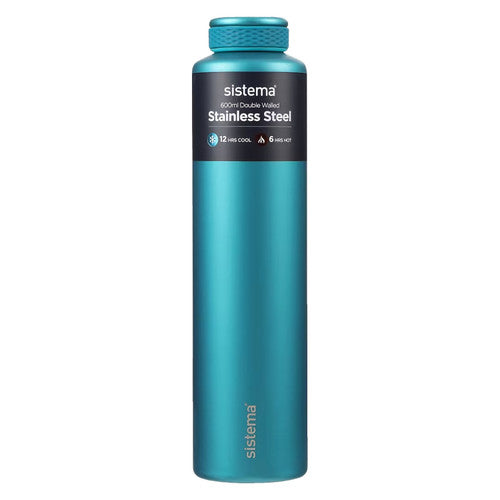Sistema Stainless Steel Insulated Drink Bottle 600ml Assorted