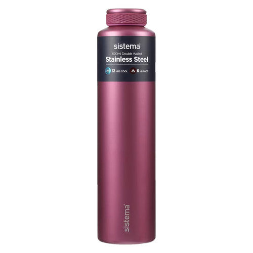 Sistema Stainless Steel Insulated Drink Bottle 600ml Assorted