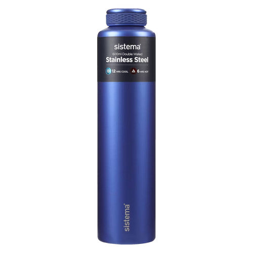 Sistema Stainless Steel Insulated Drink Bottle 600ml Assorted