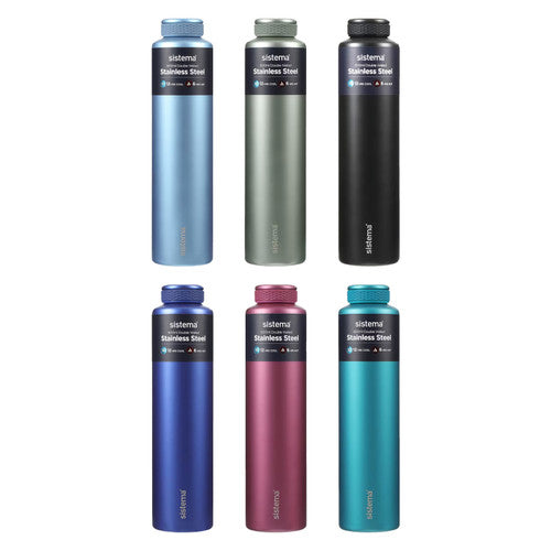 Sistema Stainless Steel Insulated Drink Bottle 600ml Assorted