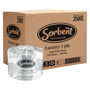 Sorbent 25001 Luxury Toilet Tissue 3 Ply 225 Sheets Carton of 48