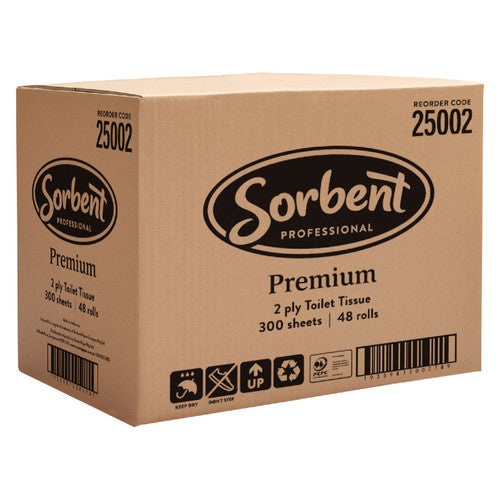 Sorbent 25002 Premium Toilet Tissue 2 Ply 300 Sheets Carton of 48