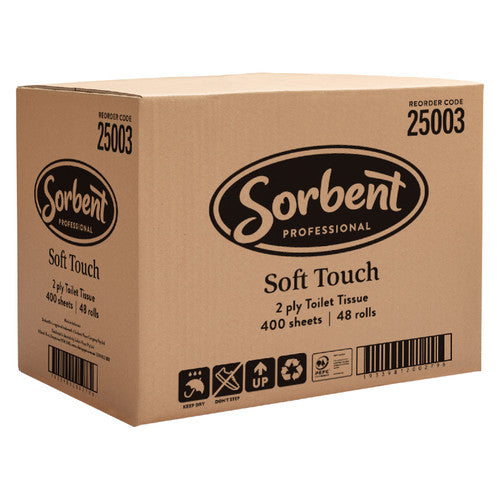 Sorbent 25003 Soft Touch Toilet Tissue 2 Ply 400 Sheets Carton of 48