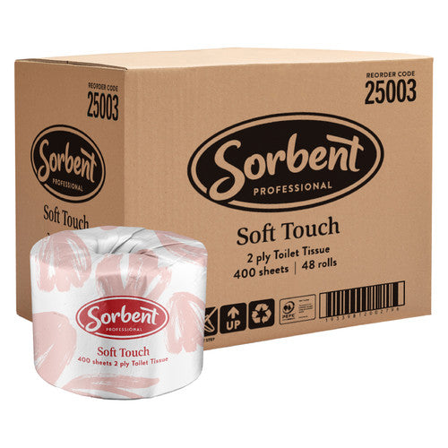 Sorbent 25003 Soft Touch Toilet Tissue 2 Ply 400 Sheets Carton of 48