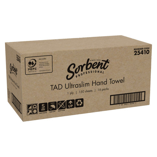 Sorbent 25410 Ultraslim TAD Towel 1 Ply 150 Sheets Carton of 16