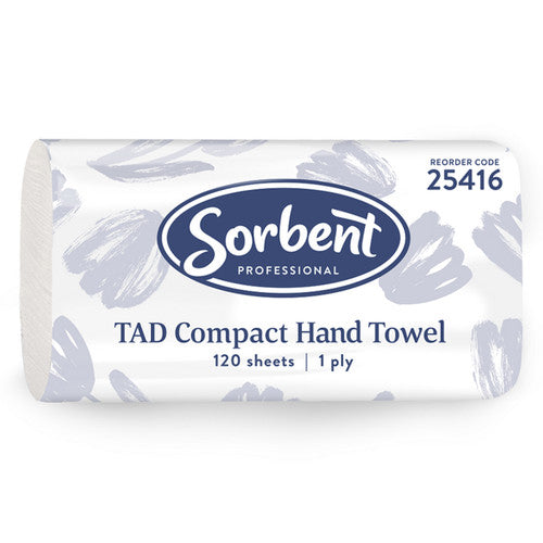 Sorbent 25416 Compact TAD Hand Towel 1 Ply 120 Sheets Carton of 20