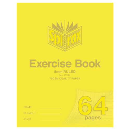 Spirax 191 Exercise Book 225 x 175mm 64 Page 8mm Ruled Pack of 20