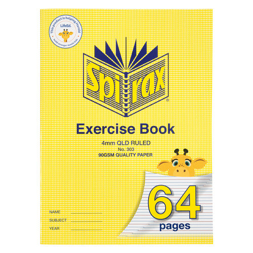 Spirax 303 Super Size Exercise Book 320 x 235mm 64 Page 4mm Ruled Pack of 10