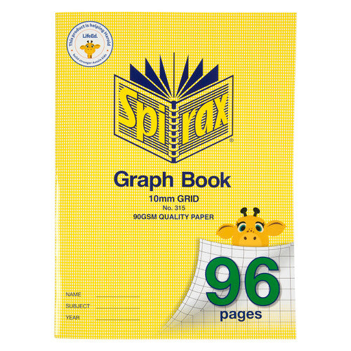 Spirax 315 Super Size Graph Book 320 x 235mm 96 Page 10mm Grid Pack of 10
