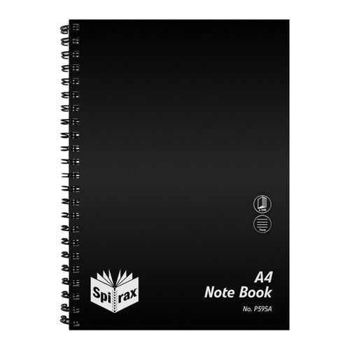 Spirax Polypropylene Notebook Side Opening A4 240 Pages Black