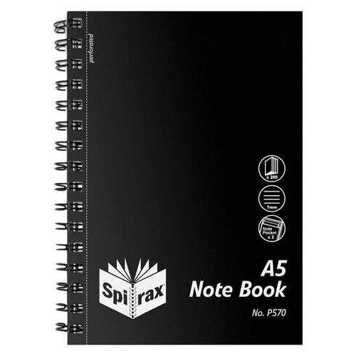 Spirax Polypropylene Notebook A5 Side Opening 200 Pages Black