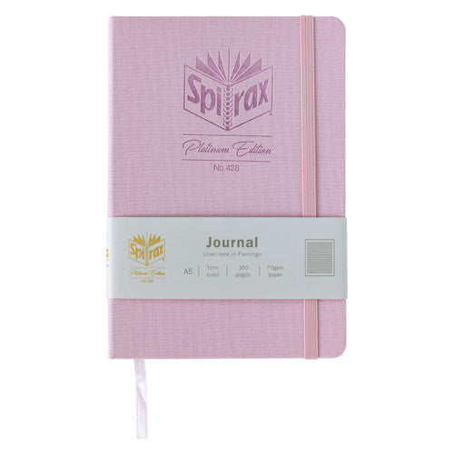 Spirax Platinum Journal Linen-Look A5 160 Page 7mm Lined Flamingo Pack of 10