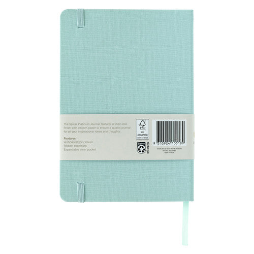 Spirax Platinum Journal Linen-Look A5 160 Page 7mm Lined Sage Pack of 10