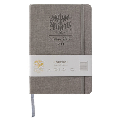 Spirax Platinum Journal Linen-Look A5 160 Page 7mm Lined Storm Pack of 10