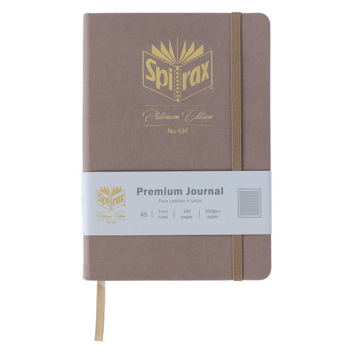 Spirax Platinum Premium Journal A5 160 Page 7mm Lined Latte Pack of 10