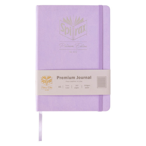 Spirax Platinum Premium Journal A5 160 Page 7mm Lined Lilac Pack of 10
