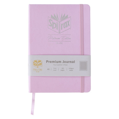 Spirax Platinum Premium Journal A5 160 Page 7mm Lined Rose Pack of 10