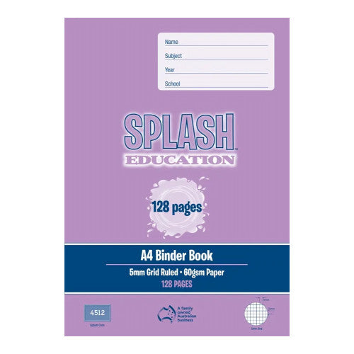 Splash Education A4 Binder Book 128 Page 5mm Grid Pack of 10