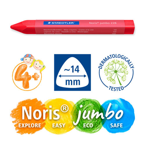 Staedtler 228 Noris Jumbo Triangular Wax Crayons Assorted Pack of 12