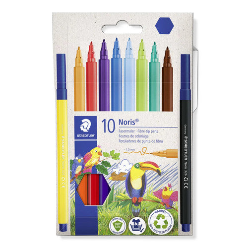 Staedtler 326 Noris Club Fibre Tip Pens Assorted Colours Pack of 10