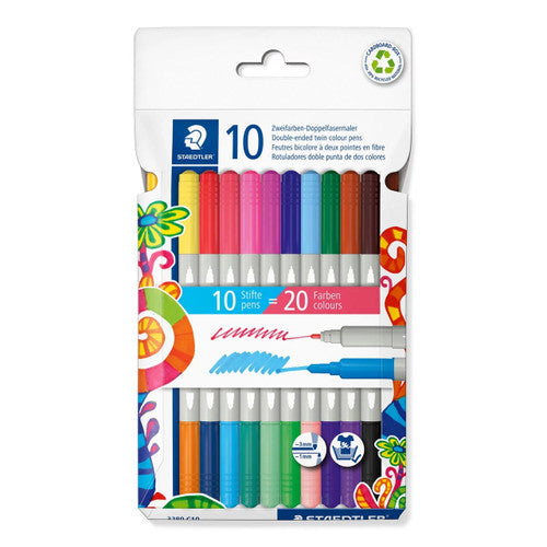 Staedtler 3280 Double-Ended Twin Colour Markers Assorted Pack of 10