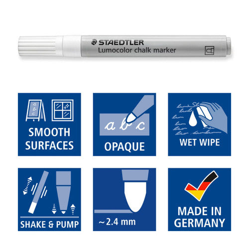 Staedtler 344 Lumocolor Chalk Marker White Pack of 10