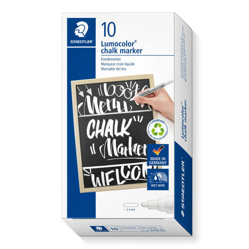 Staedtler 344 Lumocolor Chalk Marker White Pack of 10