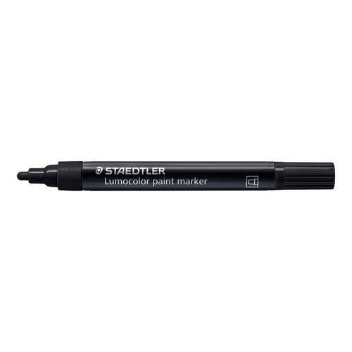 Staedtler Lumocolor 349-9 acrylic paint marker black box of 10 showing fully opaque permanent paint marker for wood, stone, glass, metal and signage