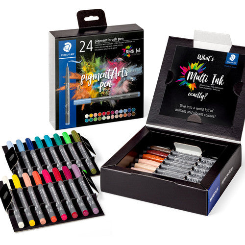 Staedtler 371 Pigment Arts Brush Pen Assorted Colours Pack of 24 Colours