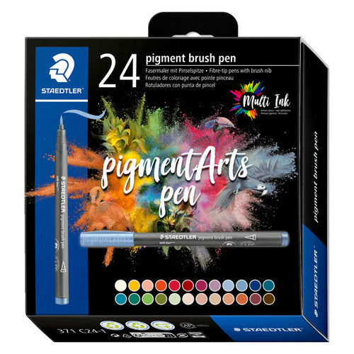 Staedtler 371 Pigment Arts Brush Pen Assorted Colours Pack of 24 Colours