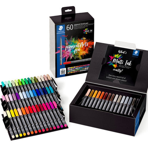 Staedtler 371 Pigment Arts Brush Pen Assorted Colours Pack of 60
