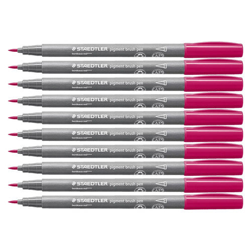 Staedtler 371 Pigment Arts Brush Pen Bordeaux Red Pack of 10