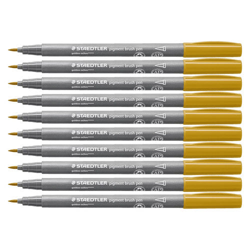 Staedtler 371 Pigment Arts Brush Pen Golden Ochre Pack of 10