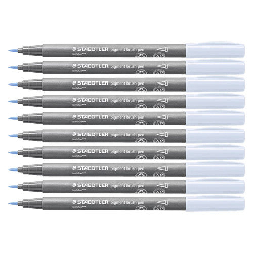 Staedtler 371 Pigment Arts Brush Pen Ice Blue Pack of 10