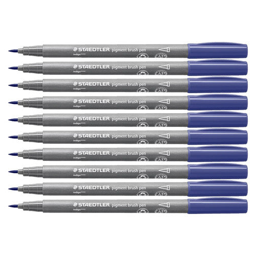 Staedtler 371 Pigment Arts Brush Pen Indigo Pack of 10