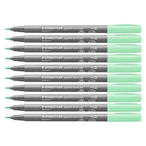 Staedtler 371 Pigment Arts Brush Pen Jade Green Pack of 10