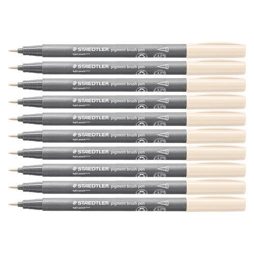Staedtler 371 Pigment Arts Brush Pen Light Peach Pack of 10