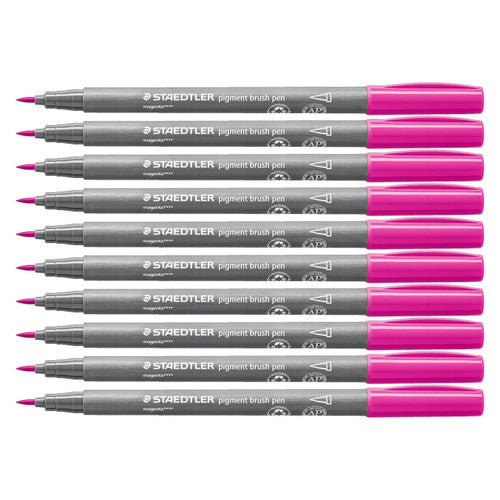 Staedtler 371 Pigment Arts Brush Pen Magenta Pack of 10