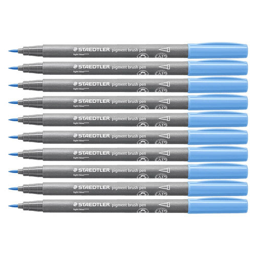 Staedtler 371 Pigment Arts Brush Pen Pale Blue Pack of 10