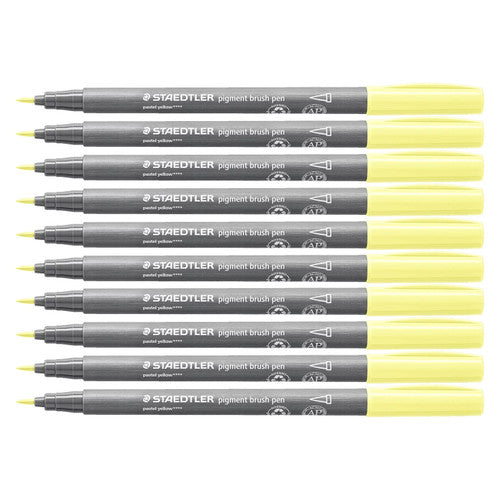 Staedtler 371 Pigment Arts Brush Pen Pastel Yellow Pack of 10