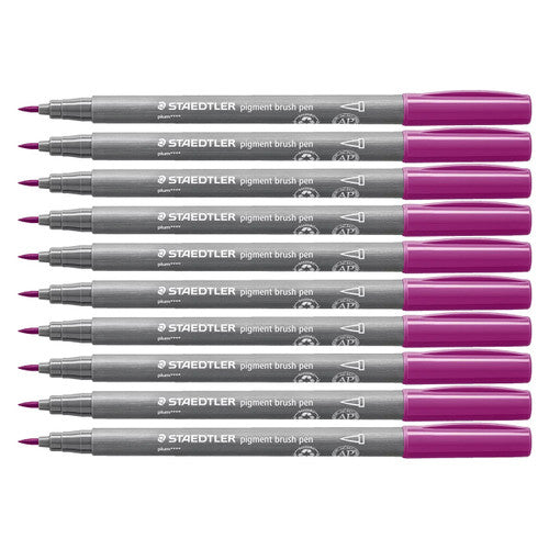 Staedtler 371 Pigment Arts Brush Pen Plum Pack of 10